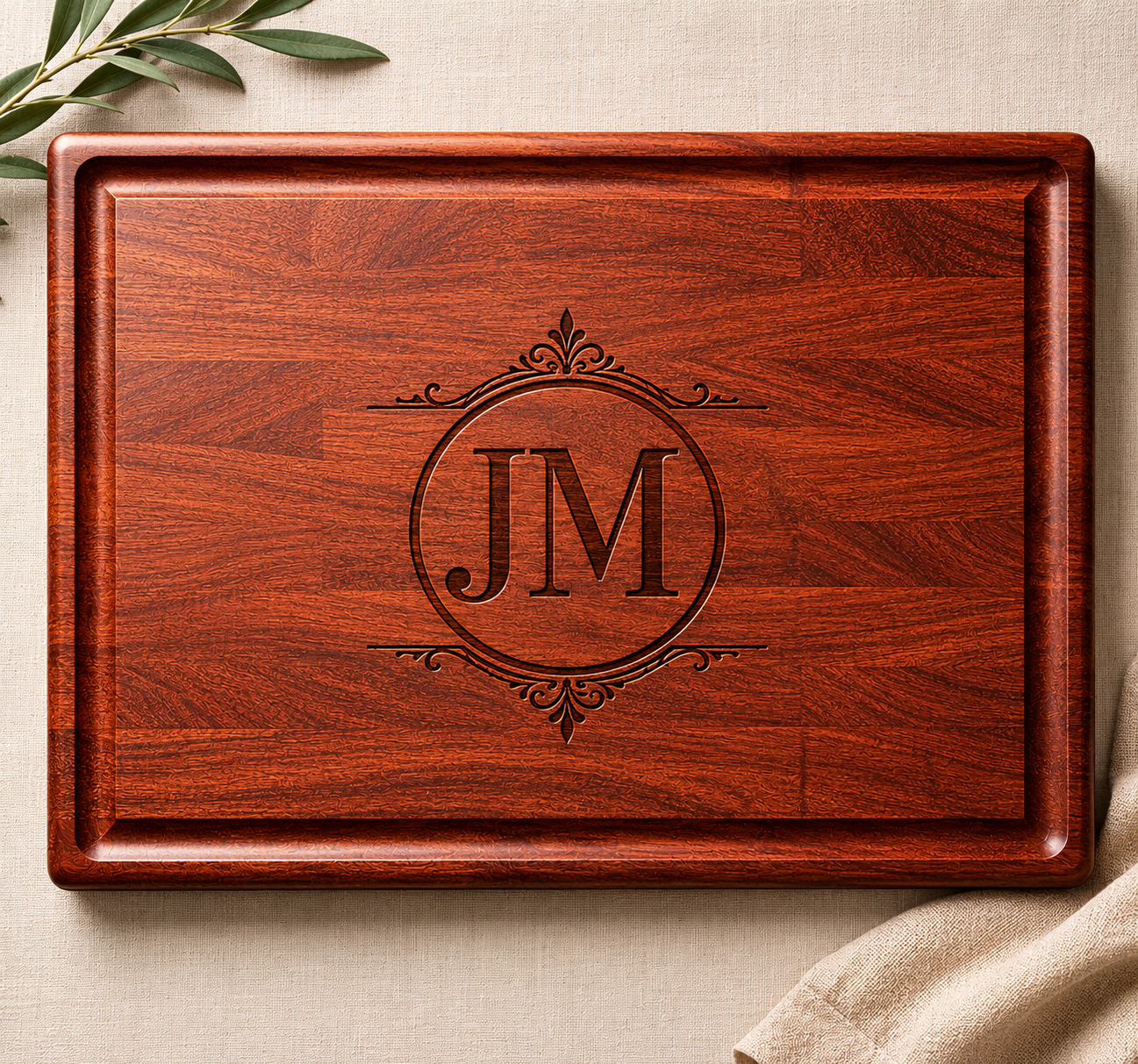 Compact Prep Board — Laser Engraved Monogram