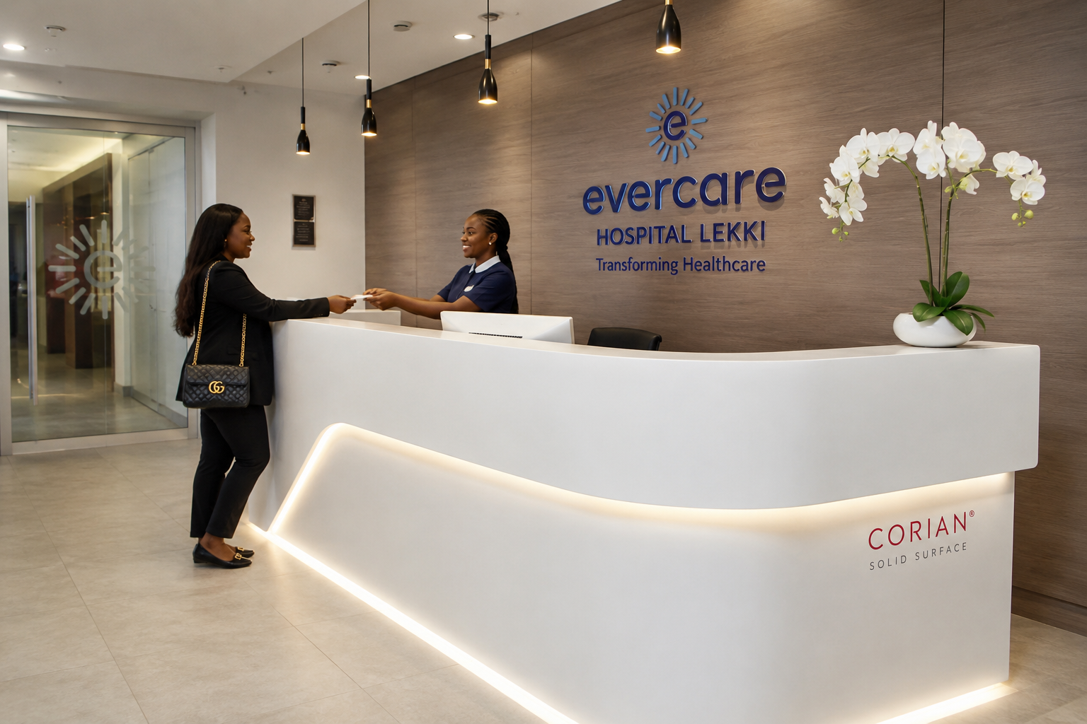 Modern hotel lobby reception desk — placeholder for upcoming Interiorscapes project photography