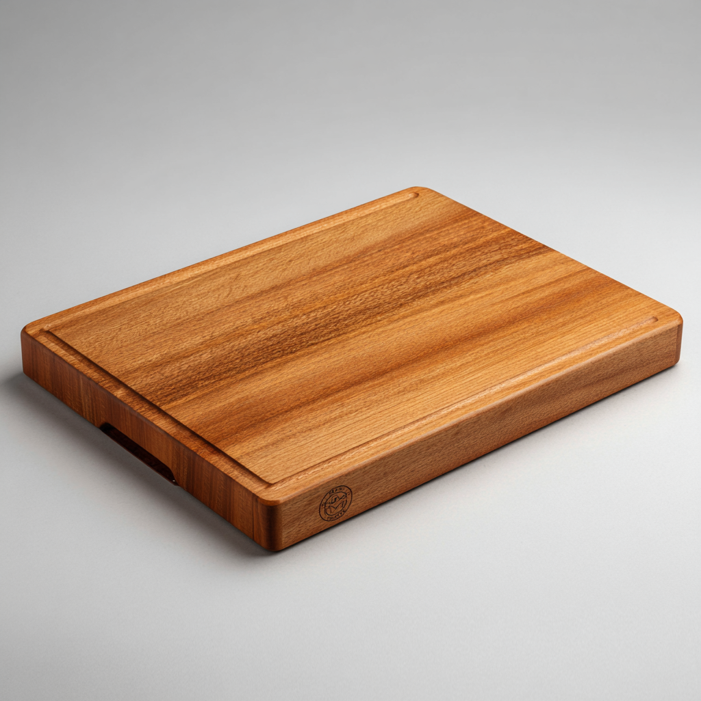 Standard Chef's Board with Laser Engraved Monogram - African Mahogany Edge Grain Chopping Board