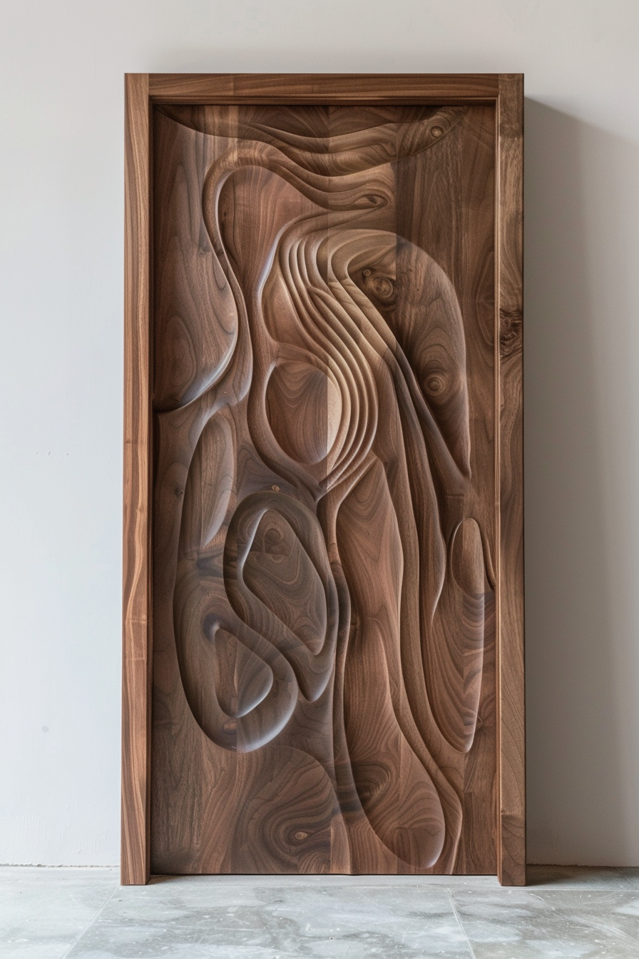 Carved Door — Timber Frame with Glass Insert